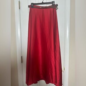 Red Maxi A-Line Skirt With Belt Size M NWT